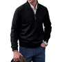 Herren Strickpullover mit Reißverschluss und Stehkragen-Schwarz-M-Luzern Mode