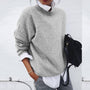 Damen Oversize Pullover - Bequemer Strickpullover Trend-Grau-S-Luzern Mode