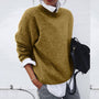 Damen Oversize Pullover - Bequemer Strickpullover Trend-Khaki-S-Luzern Mode