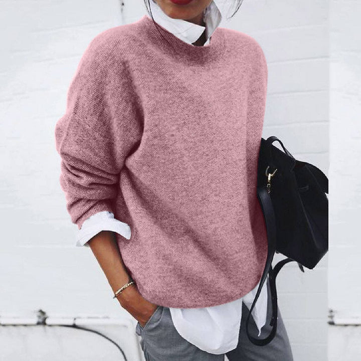Damen Oversize Pullover - Bequemer Strickpullover Trend-Rosa-S-Luzern Mode