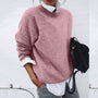 Damen Oversize Pullover - Bequemer Strickpullover Trend-Rosa-S-Luzern Mode