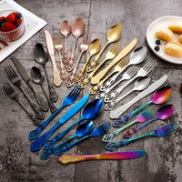 Besteckset | 24-teilig Stilvoll Gold Silber Langlebig Edelstahl Ergonomisch-Luzern Mode