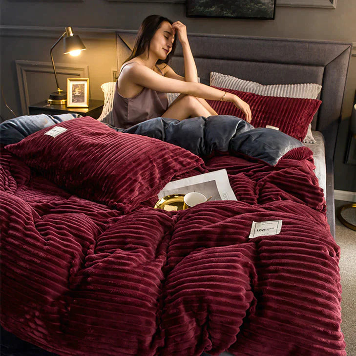 Bettbezug | Fleece Warm Weich Winter Bequem Uni-Farben-Luzern Mode