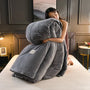 Bettbezug | Fleece Warm Weich Winter Bequem Uni-Farben-150x200xm incl.2 Kussenslopen-Grau-Luzern Mode