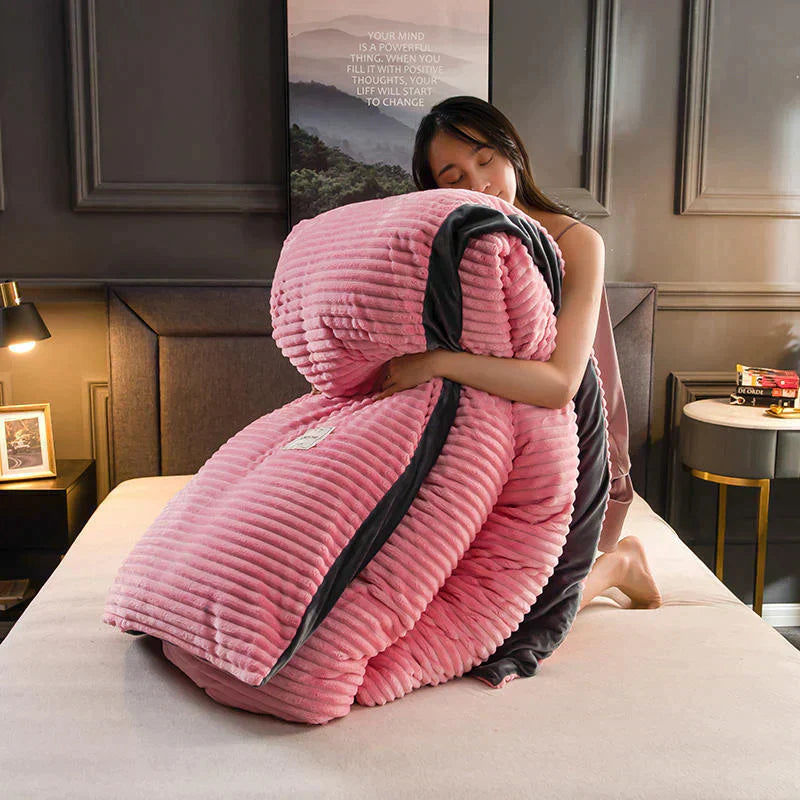 Bettbezug | Fleece Warm Weich Winter Bequem Uni-Farben-150x200xm incl.2 Kussenslopen-Rosa-Luzern Mode