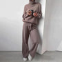 Gemütlicher Damen Freizeitanzug aus weichem Strickstoff-Braun-S-Luzern Mode