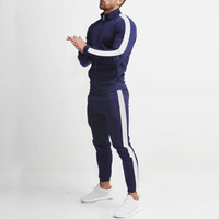 Herren Trainingsanzug mit Streifen - Sportbekleidung Set-Blau-S-Luzern Mode