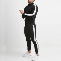 Herren Trainingsanzug mit Streifen - Sportbekleidung Set-Schwarz-S-Luzern Mode