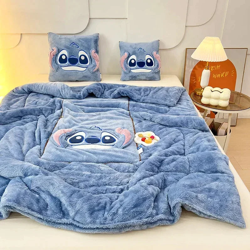 Cartoon-Decken- und Kissen-Set | Weich | Fleece | Warm | Decke | Kissen-Luzern Mode