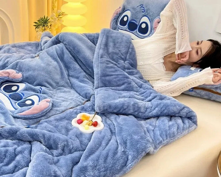Cartoon-Decken- und Kissen-Set | Weich | Fleece | Warm | Decke | Kissen-Luzern Mode