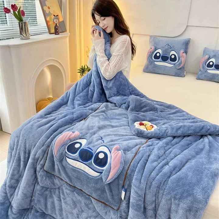 Cartoon-Decken- und Kissen-Set | Weich | Fleece | Warm | Decke | Kissen-Luzern Mode