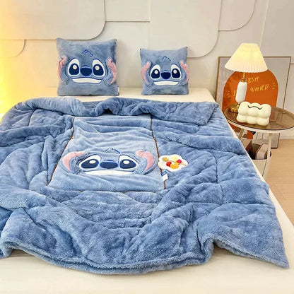 Cartoon-Decken- und Kissen-Set | Weich | Fleece | Warm | Decke | Kissen-Luzern Mode