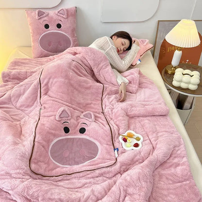 Cartoon-Decken- und Kissen-Set | Weich | Fleece | Warm | Decke | Kissen-Luzern Mode