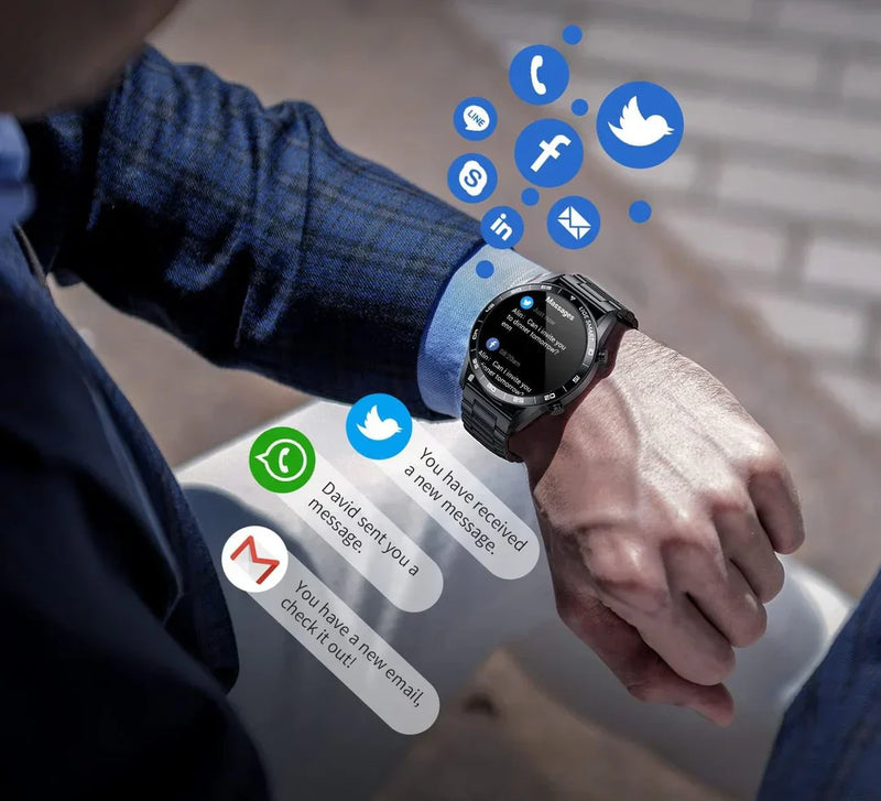 Herren Smartwatch | Luxus | Edelstahl-Armband | Magnetisches Laden | Bluetooth-Luzern Mode