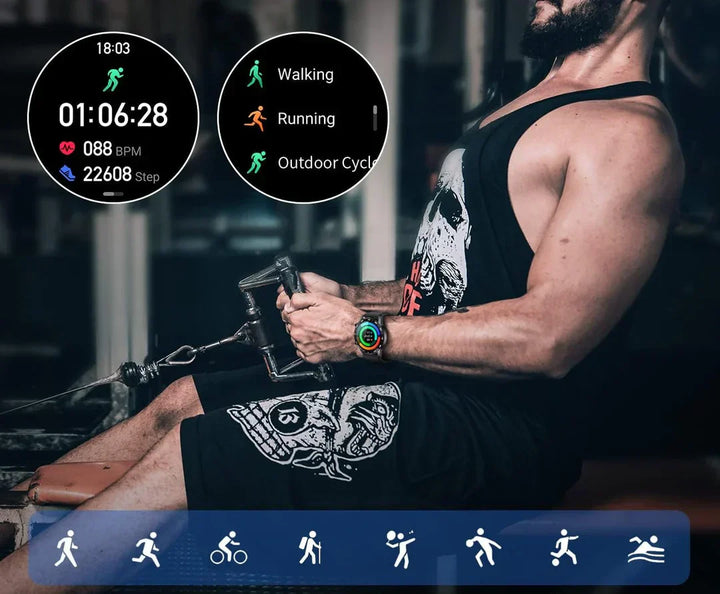 Herren Smartwatch | Luxus | Edelstahl-Armband | Magnetisches Laden | Bluetooth-Luzern Mode