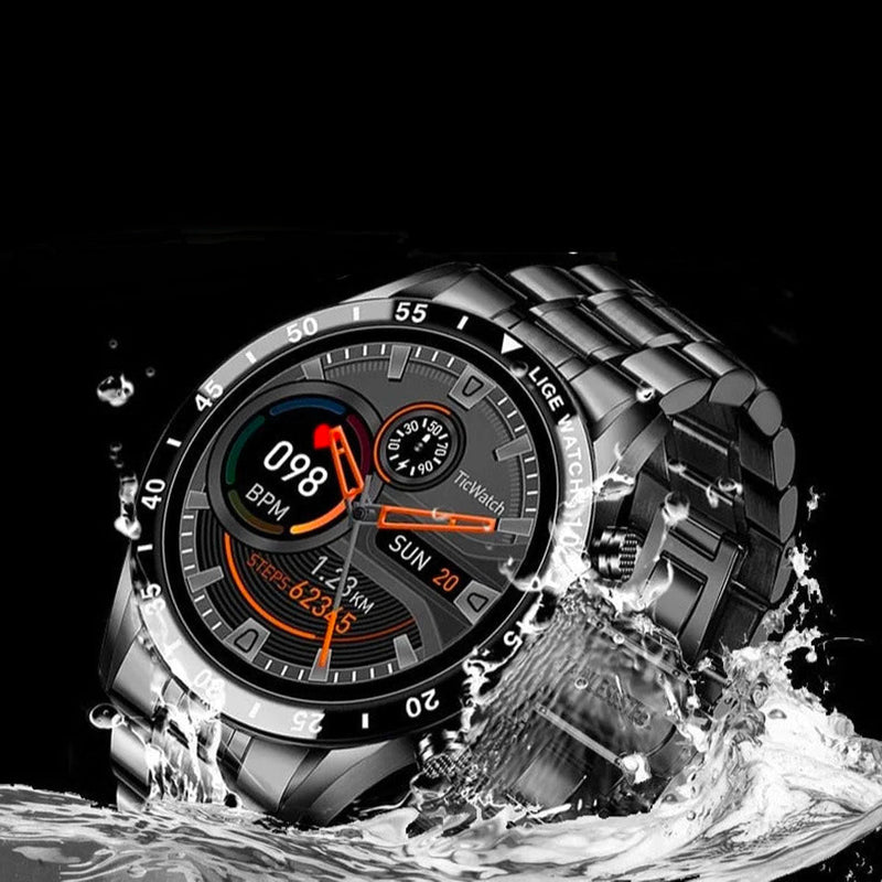 Herren Smartwatch | Luxus | Edelstahl-Armband | Magnetisches Laden | Bluetooth-Luzern Mode