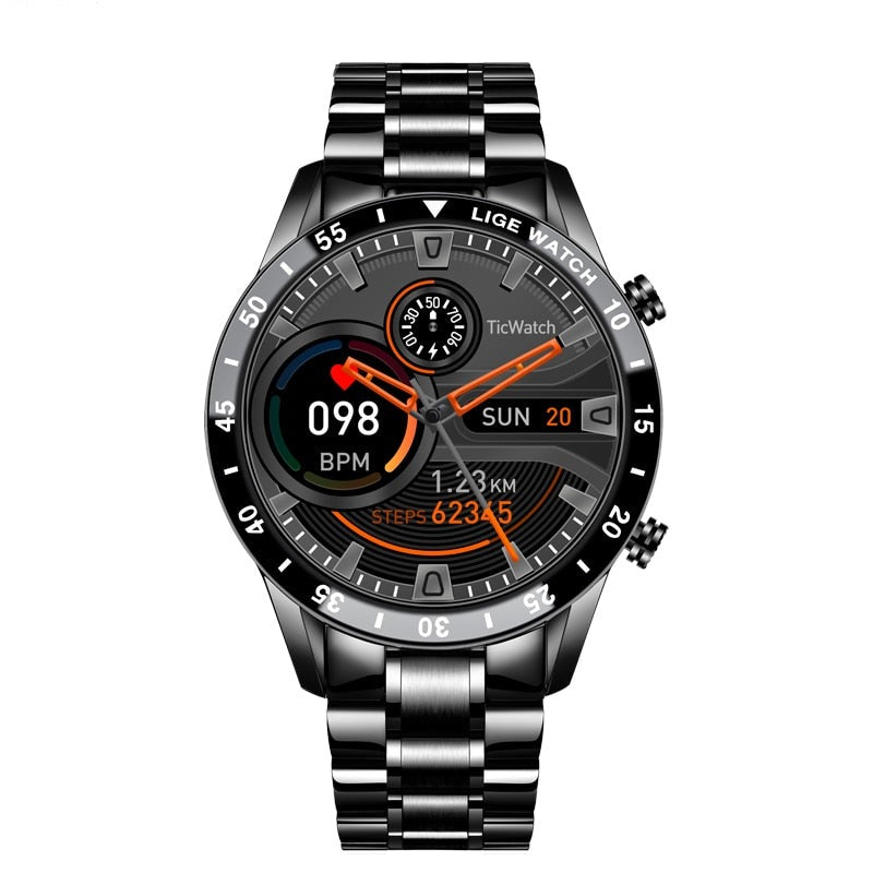 Herren Smartwatch | Luxus | Edelstahl-Armband | Magnetisches Laden | Bluetooth-Schwarz 40 mm-Luzern Mode