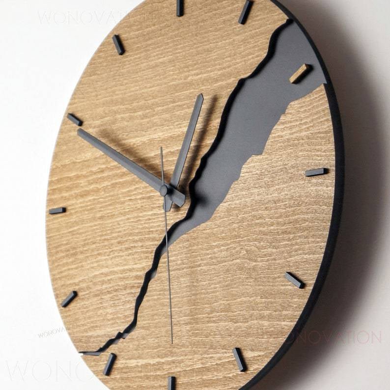 Holz Wanduhr | Rund | Ziffern | Linien | Raum | Nachhaltig | Schlicht-Luzern Mode