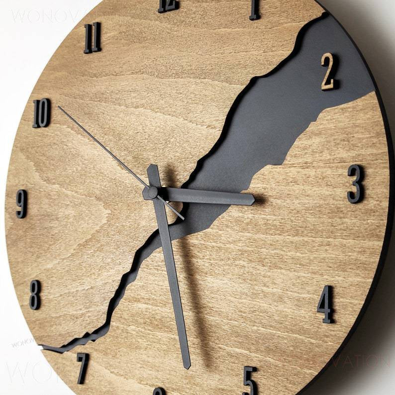 Holz Wanduhr | Rund | Ziffern | Linien | Raum | Nachhaltig | Schlicht-Luzern Mode