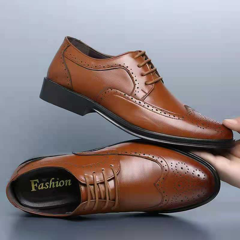 Herren Oxford Schuhe Leder Business Elegante Schnürschuhe-Braun-40-Luzern Mode