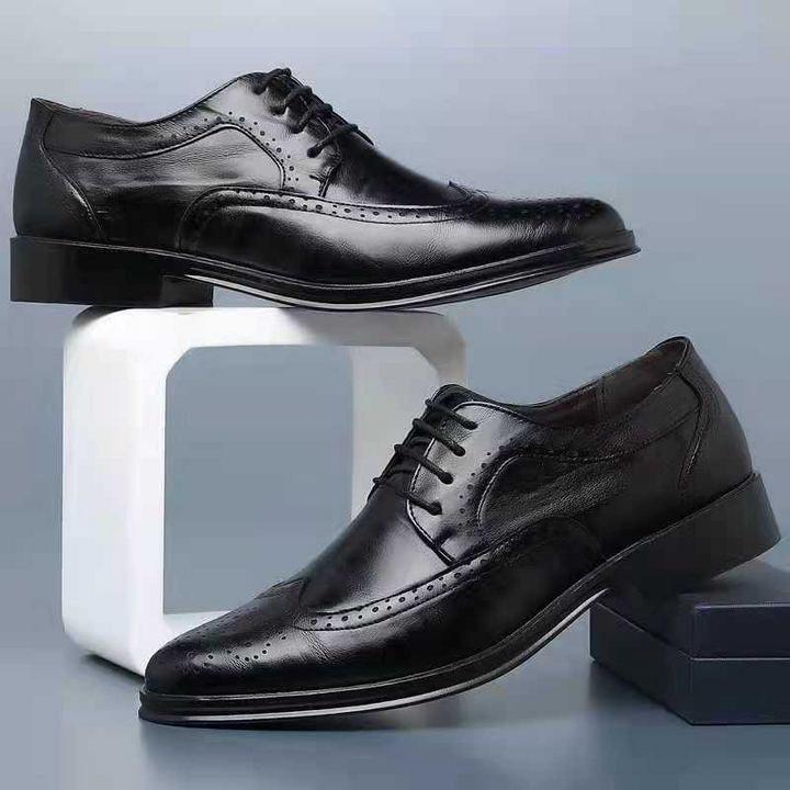 Herren Oxford Schuhe Leder Business Elegante Schnürschuhe-Schwarz-40-Luzern Mode