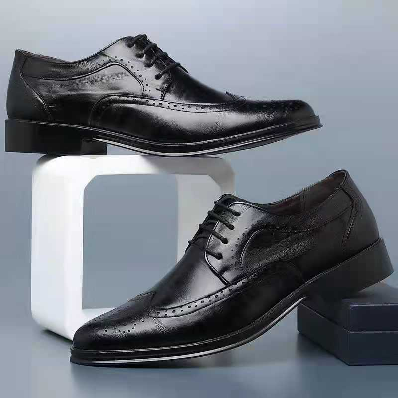 Herren Oxford Schuhe Leder Business Elegante Schnürschuhe-Schwarz-40-Luzern Mode