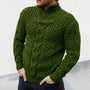 Herren Strickpullover mit Zopfmuster und Stehkragen-Grün-M-Luzern Mode