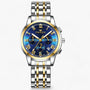 Luxus Herrenchronograph mit Edelstahlarmband und Datum-Gold Blau-Luzern Mode