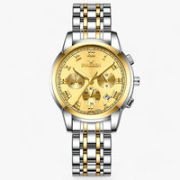 Luxus Herrenchronograph mit Edelstahlarmband und Datum-Gold-Luzern Mode