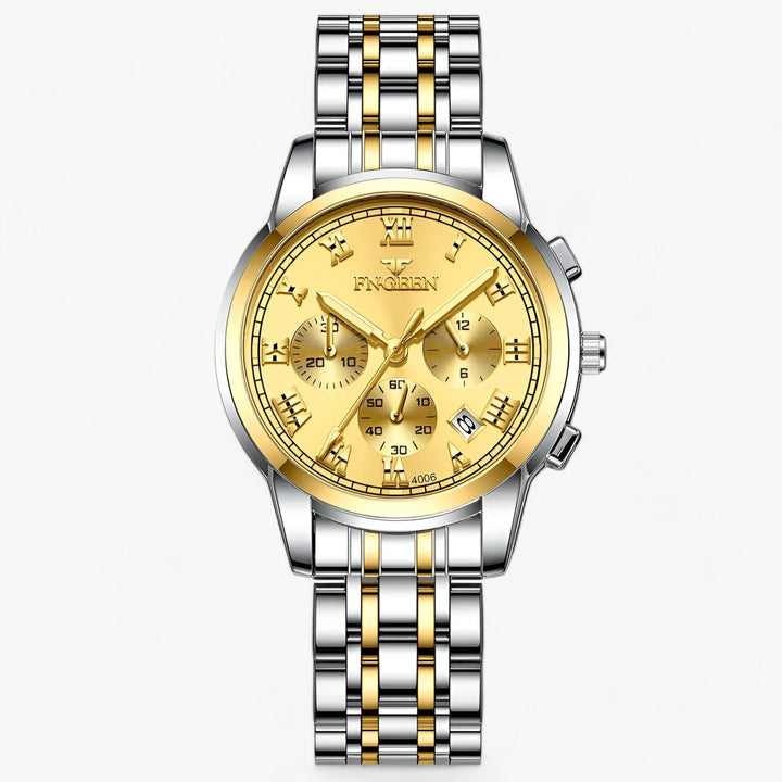 Luxus Herrenchronograph mit Edelstahlarmband und Datum-Gold-Luzern Mode
