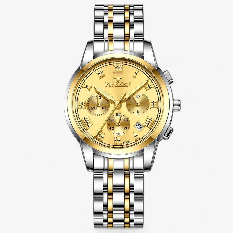 Luxus Herrenchronograph mit Edelstahlarmband und Datum-Gold-Luzern Mode