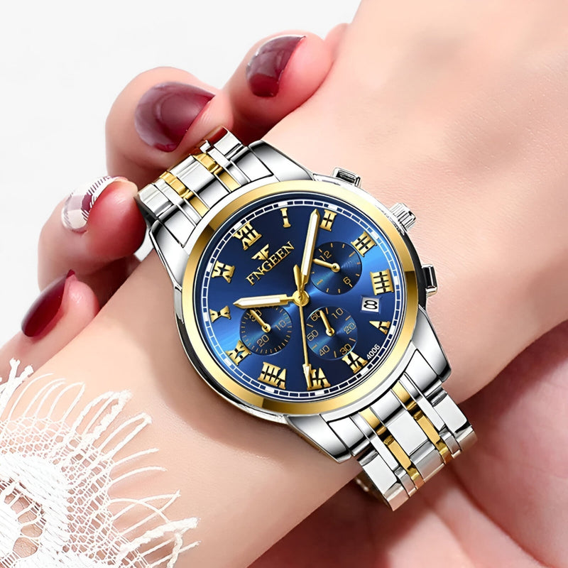 Luxus Herrenchronograph mit Edelstahlarmband und Datum-Luzern Mode