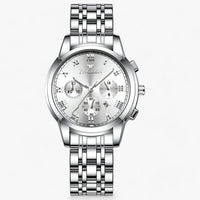 Luxus Herrenchronograph mit Edelstahlarmband und Datum-Silber-Luzern Mode
