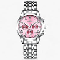 Luxus Herrenchronograph mit Edelstahlarmband und Datum-Silber Rosa-Luzern Mode