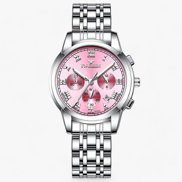 Luxus Herrenchronograph mit Edelstahlarmband und Datum-Silber Rosa-Luzern Mode
