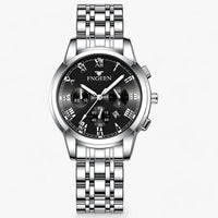 Luxus Herrenchronograph mit Edelstahlarmband und Datum-Silber Schwarz-Luzern Mode
