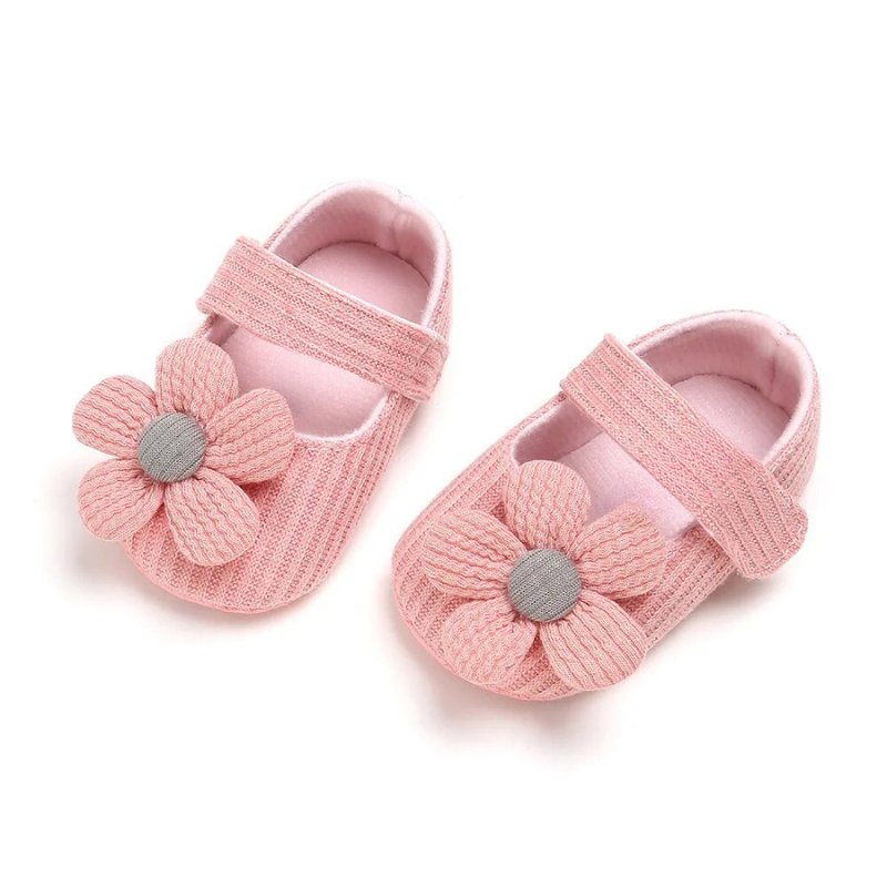 Babyschuhe mit Schleife - Weiche Strickschuhe für Neugeborene-0-6 Monate-Rosa Blumen-Luzern Mode
