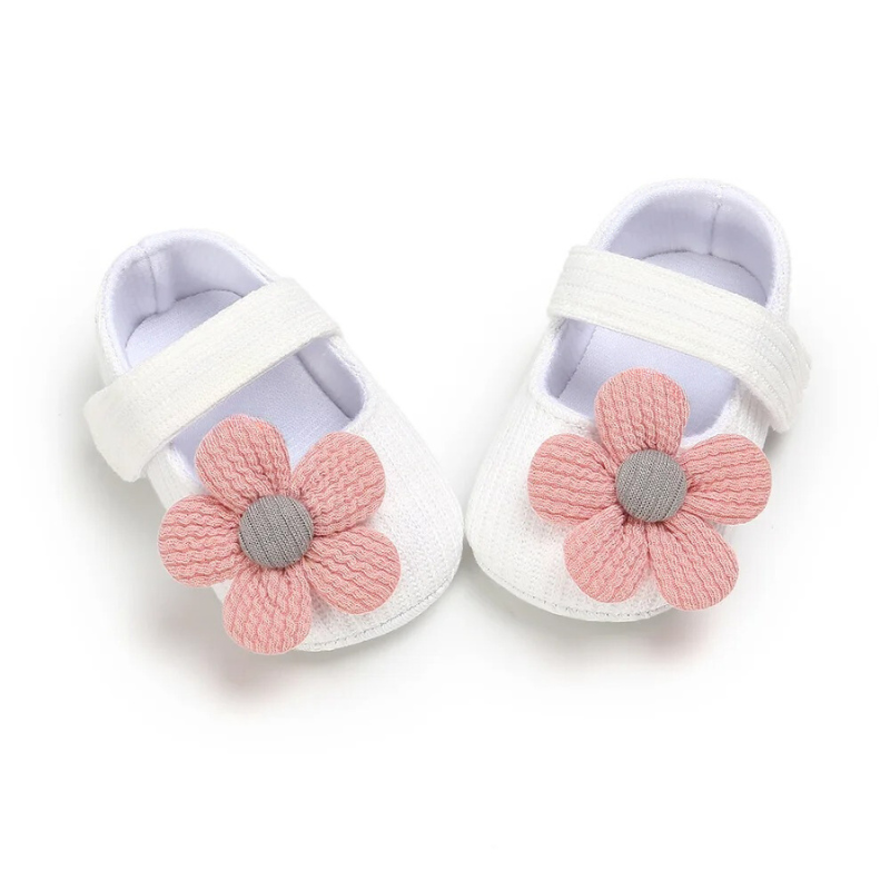 Babyschuhe mit Schleife - Weiche Strickschuhe für Neugeborene-0-6 Monate-Weiße Blumen-Luzern Mode