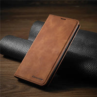 Leder iPhone Hülle | Magnetisch | Einfarbig | Fächer | Buchmechanismus-Braun-iPhone 15 Plus-Luzern Mode