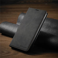 Leder iPhone Hülle | Magnetisch | Einfarbig | Fächer | Buchmechanismus-Schwarz-iPhone 15 Plus-Luzern Mode
