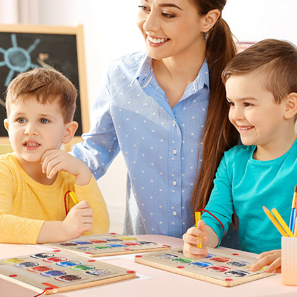 Puzzle-Spiel | Holz Magnetisch Lernspiel Labyrinth Montessori Farbenfroh-Luzern Mode