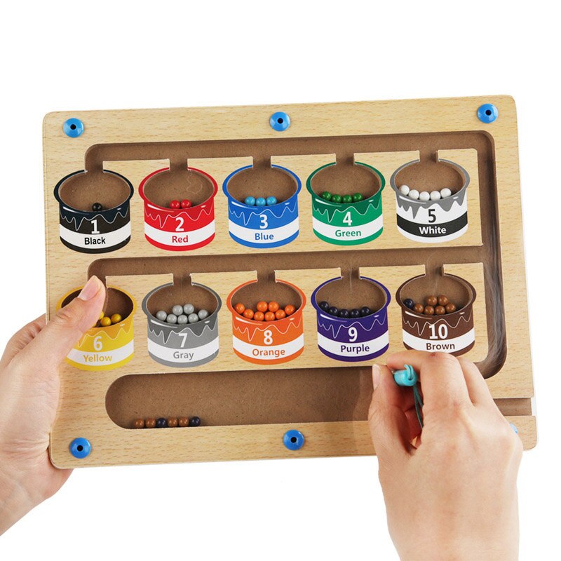 Puzzle-Spiel | Holz Magnetisch Lernspiel Labyrinth Montessori Farbenfroh-Luzern Mode