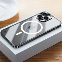 iPhone MagSafe Hülle | Magnetisch Stilvoll Metall Luxus Robust Haltbar-Schwarz-iPhone 15 Pro Max-Luzern Mode