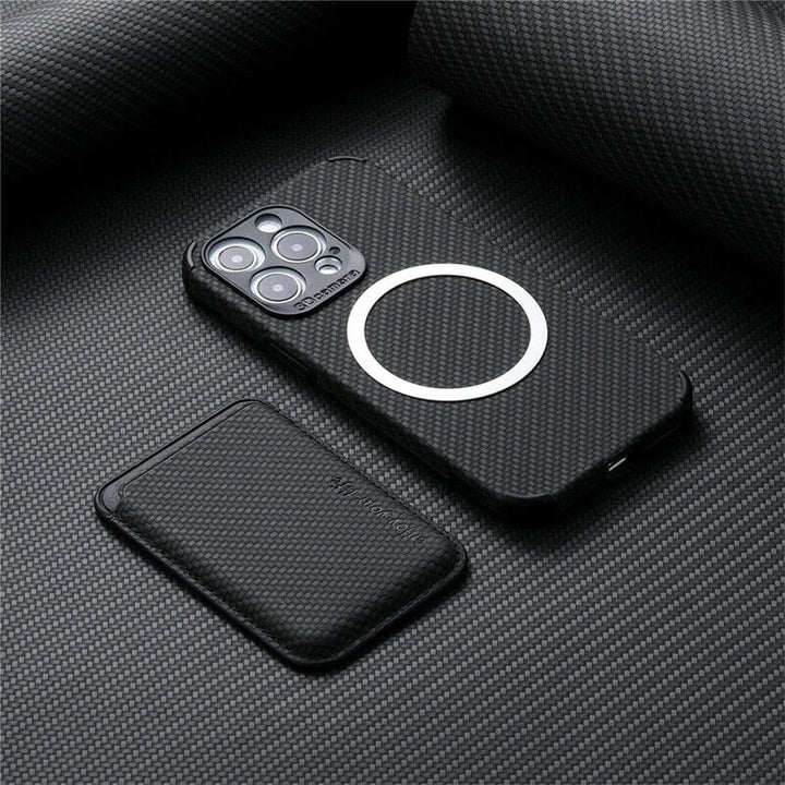 MagSafe-Telefonhülle | iPhone-Kartenhalter aus stilvollem Karbonleder-Luzern Mode