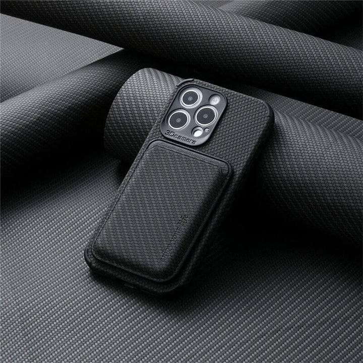 MagSafe-Telefonhülle | iPhone-Kartenhalter aus stilvollem Karbonleder-Carbon Schwarz-iPhone 15 Pro Max-Luzern Mode