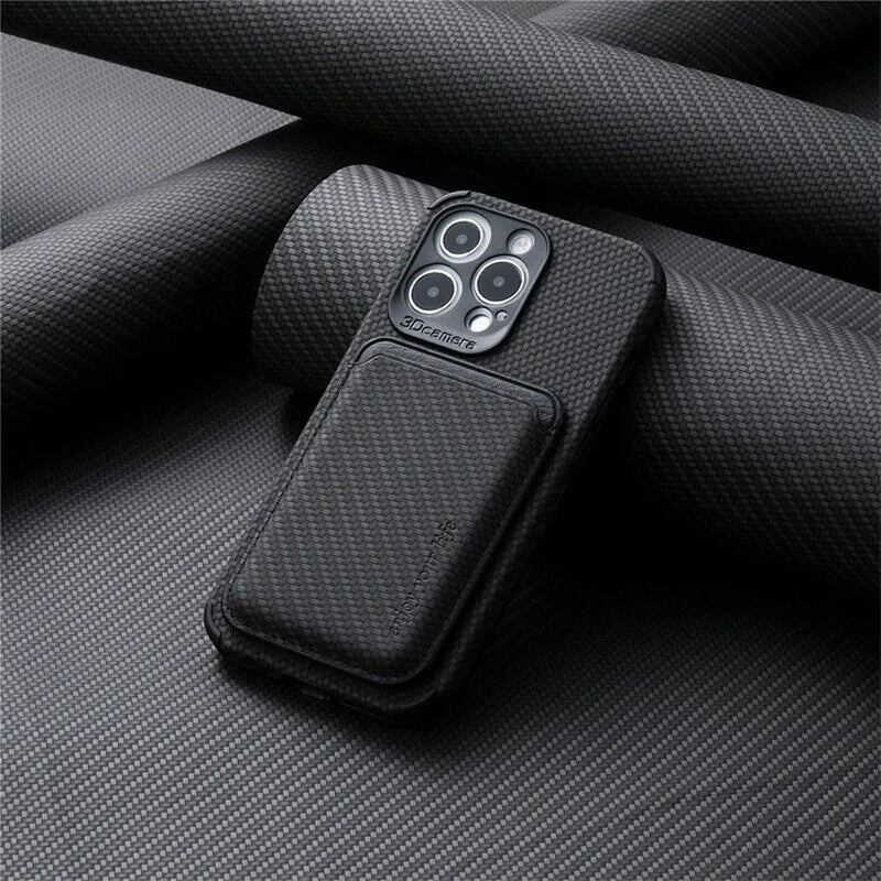 MagSafe-Telefonhülle | iPhone-Kartenhalter aus stilvollem Karbonleder-Carbon Schwarz-iPhone 15 Pro Max-Luzern Mode
