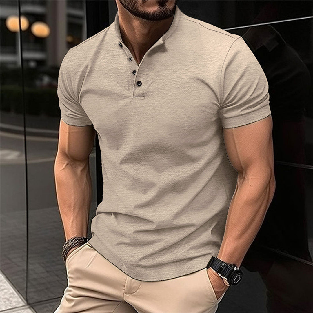 Herren Poloshirt Slim Fit für Freizeit und Business-Khaki-S-Luzern Mode