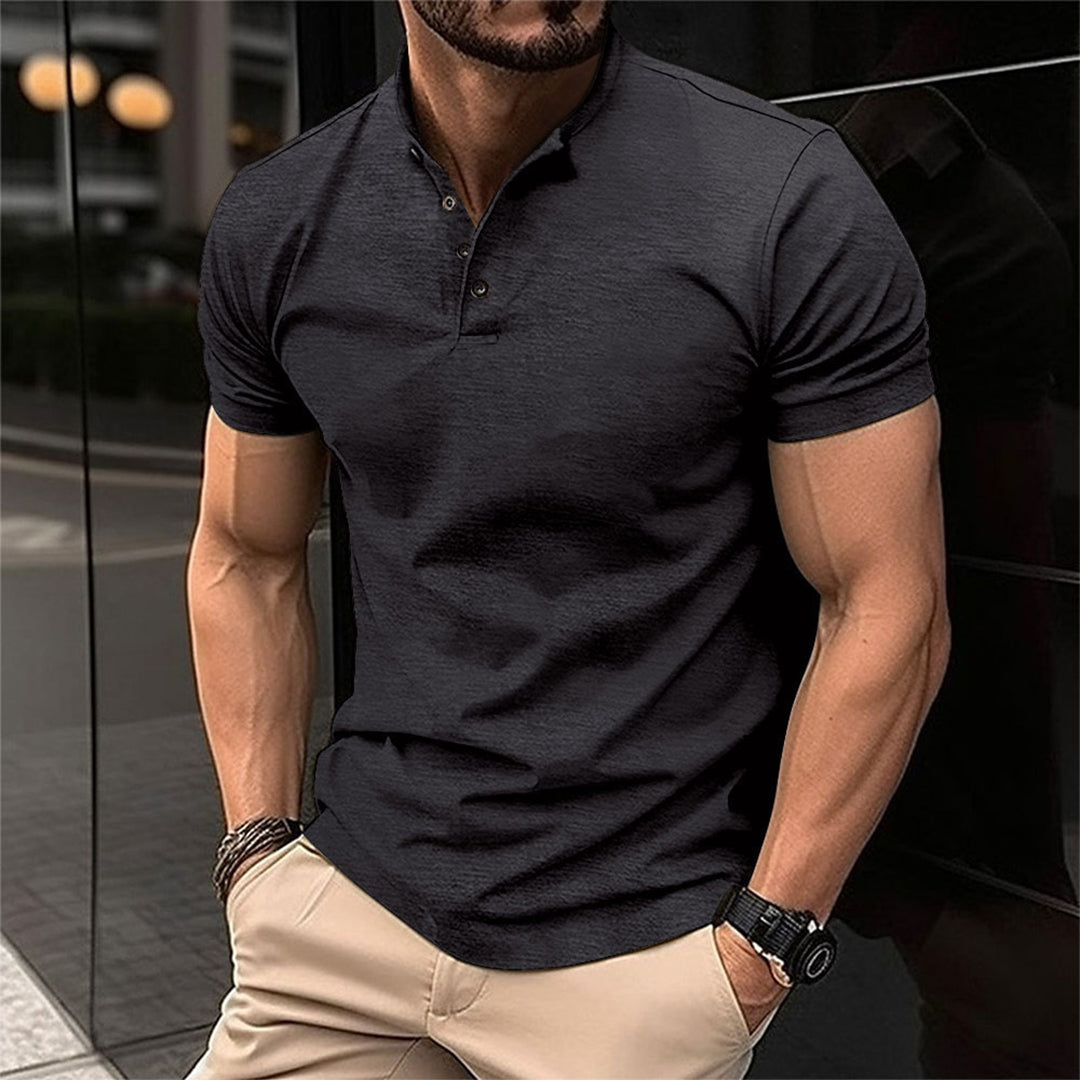 Herren Poloshirt Slim Fit für Freizeit und Business-Schwarz-S-Luzern Mode