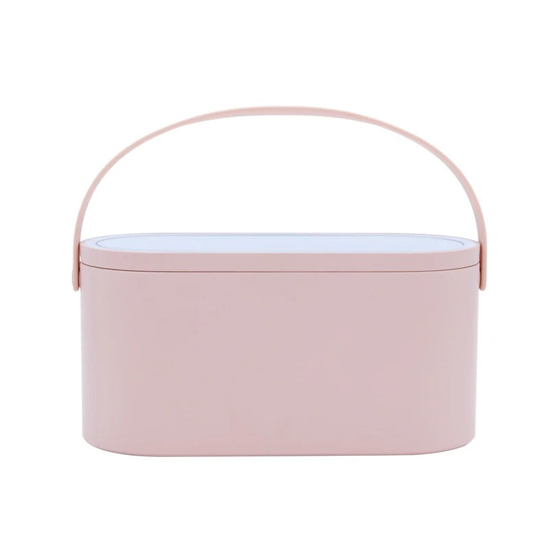 Make-up Reisekoffer | Spiegel | LED Beleuchtung | Verstellbare Fächer-Rosa-Luzern Mode
