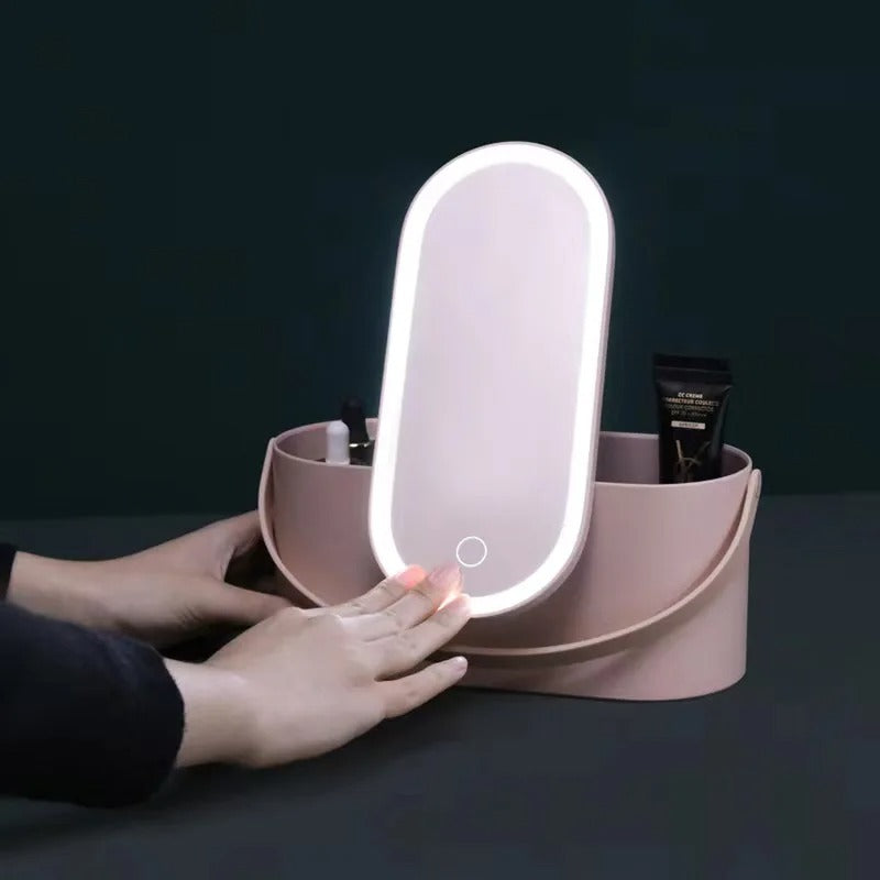 Make-up Reisekoffer | Spiegel | LED Beleuchtung | Verstellbare Fächer-Luzern Mode